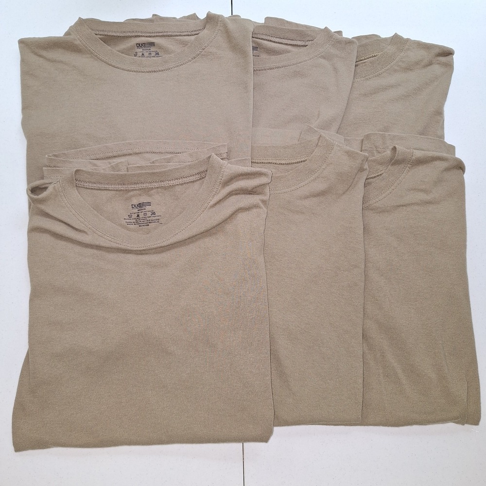 Lot Of 6 Duke Military T-Shirt USMC Blank Single Stitch Tan Coyote Brown Sz M
